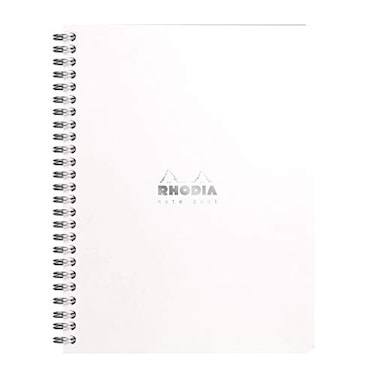 Rhodia 193461C Spiral Notebook Full Bound White Notebook A5 Ruled 160 Detachable Pages Clairefontaine Paper 80 gm Soft and Resistant Coated Card Cover Classic