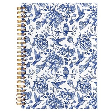 BearCake Chinoiserie Grandmillennial Notebook Journal Blue Floral Aesthetic Notebook Chinoiserie Journal Blue Aesthetic Office Supplies Notebooks for Work Hardcover Spiral Notebook 55x83