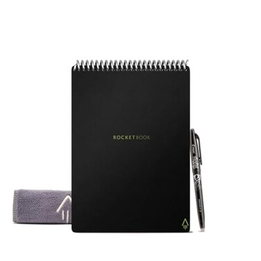 Rocketbook Smart Reusable Notebook Flip Letter Size Spiral Notebook Infinity Black 85 x 11