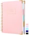 Yoment Hardcover Spiral Notebooks for Work School B5 Journal Notebook with Tabs Dividers Multi 5 Subject Notebook College Ruled 240 Pages Lined Journal for Women Pink