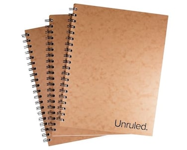 Unruled. Unruled Classic Blank Spiral Notebook 60lb Premium Plain Paper 70 Sheets Recycled and Sustainable 105 x 8 3 Pack Black FoilWire