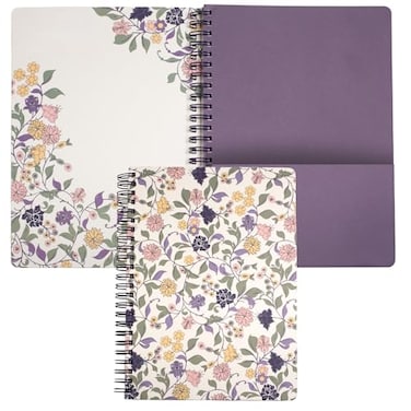 STEEL MILL AND CO. Steel Mill Co Cute Floral Mini Spiral Notebook 825 x 625 Journal with Durable Hardcover and 160 Lined Pages Purple Vine Ditsy