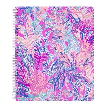 Lilly Pulitzer Large Hardcover Spiral Notebook 11 x 95 with 160 College Ruled Pages Aquadesiac
