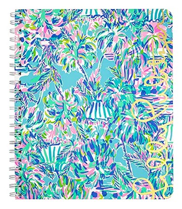Lilly Pulitzer Large Blue Hardcover Spiral Notebook 11 x 95 with 160 College Ruled Pages Cabana Cocktail
