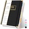 Huhuhero 5 Subject Notebook 240 Pages Lined Spiral Journal College Ruled 76 x 105 B5 Hardcover Journaling Notebooks for Work Note Taking College School Supplies Black