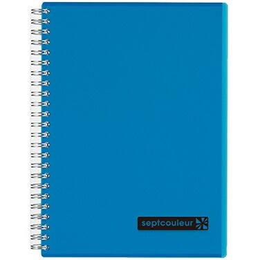 Maruman Septcouleur Lined Notebook A5 583 x 827 80 Sheets 160 Pages 7mm College Ruled Paper Journal Durable Double Wirebound Spiral Water Resistant Cover Dark Blue Made in Japan