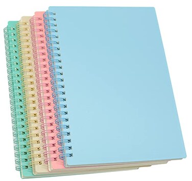 Yansanido Spiral Notebook 4 Pcs 83 Inch x 59 Inch A5 Thick Plastic Hardcover 7mm College Ruled 4 Color 80 Sheets 160 Pages Journals for Study and Notes 4