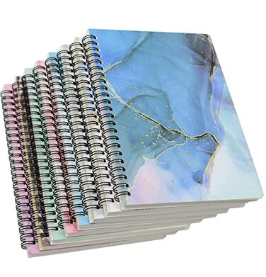 Yansanido Spiral Notebook 8 Pcs A5 Marble Design Thick Hardcover 7mm College Ruled 80 Sheets 160 Pages Journals for Study and Notes 8 Style A5
