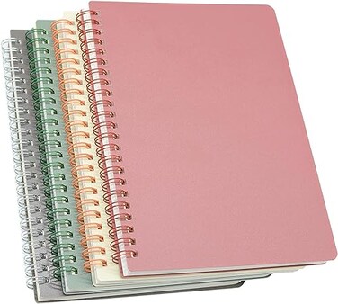 Yansanido Spiral Notebook 4 Pcs 4 Color A5 Thick Plastic Hardcover 7mm College Ruled Paper 80 Sheets 160 Pages Journal for School and Office Supplies 4 Pcs A5