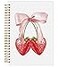 Ecezatik Strawberry Notebook Coquette Pink Bow Notebook Preppy Aesthetic Journal for Note Taking Cute Girly Notebook Preppy Gifts for Women Pink Office Supplies Spiral Notebook 55x83 Inch