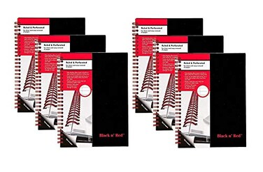 Black n' Red Black n Red Twin Spiral Hardcover Notebook Medium BlackRed 70 Ruled Sheets Pack of 6 L67000