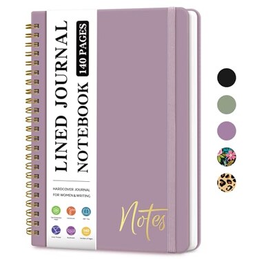 ZOTIA Lined Spiral Journal Notebook for Women A5 College Ruled Journals for Writing Hardcover Notebooks for Work Note taking and Office School Supplies140 Pages Purple