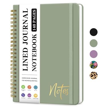 ZOTIA Lined Spiral Journal Notebook for Women A5 College Ruled Journals for Writing Hardcover Notebooks for Work Note taking and Office School Supplies140 Pages Green