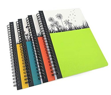 ALIMITOPIA 4 Pack A5 Spiral Notebook JournalWirebound Ruled Sketch Book Notepad Diary Memo PlannerA5 Size83X57 80 Sheets Dream Tree