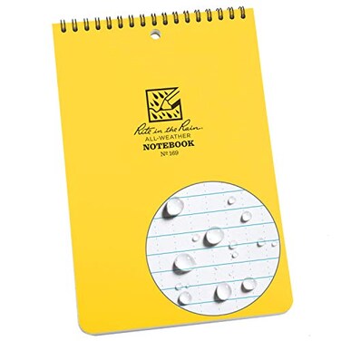 Rite in the Rain Weatherproof 6 x 9 Top Spiral Notebook Yellow Cover Universal Pattern No 169