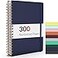 Forvencer Lined Spiral Journal Notebook with 300 Numbered Pages B5 College Ruled Thick Journals for Writing with 100GSM Paper Hardcover Notebooks with Contents for Work School Women Men Navy