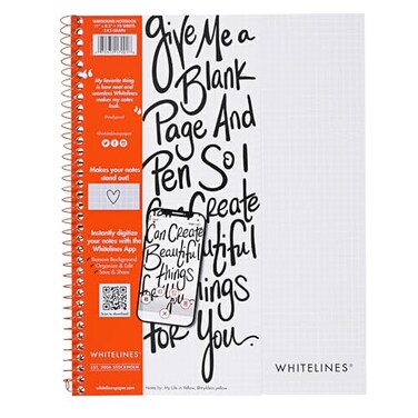 ROARING SPRING Whitelines Spiral Graph Ruled Notebook Digitally Download Your Notes with FREE App Premium Gray Paper 11 x 85 70 Sheets
