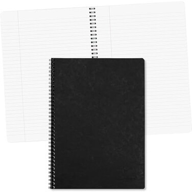 Clairefontaine 781451C Age Bag Collection One Black Spiral Notebook A4 21x297 cm 100 Margined Lined Pages 90 g White Paper Leather Grain Glossy Card Cover