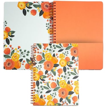 STEEL MILL AND CO. Steel Mill Co Cute Mini Spiral Notebook 825 x 625 Journal with Durable Hardcover and 160 Lined Pages Orange Floral