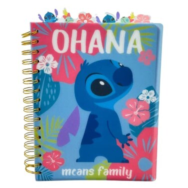 Innovative Designs Disney Stitch Tab Journal Notebook Ohana Spiral Bound 144 Lined Pages 8 x 7 inches Blue