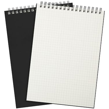 Engrowtic 2 Pack Graph Paper Spiral Notepad A5 Top Wirebound Notepad Grid Notebook Steno Pads Memo Notebook Grid Paper 140 Pages for Writing Sketching Drawing Office Supplies Black