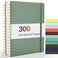 Forvencer Lined Spiral Journal Notebook with 300 Numbered Pages B5 College Ruled Thick Journals for Writing with 100GSM Paper Hardcover Notebooks with Contents for Work Schoololive green