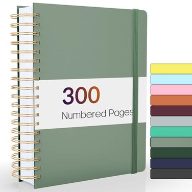 Forvencer Lined Spiral Journal Notebook with 300 Numbered Pages B5 College Ruled Thick Journals for Writing with 100GSM Paper Hardcover Notebooks with Contents for Work Schoololive green