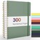 Forvencer Lined Spiral Journal Notebook with 300 Numbered Pages B5 College Ruled Thick Journals for Writing with 100GSM Paper Hardcover Notebooks with Contents for Work Schoololive green