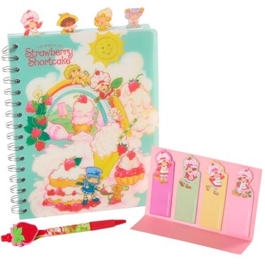 Innovative Designs Strawberry Shortcake Tab Journal Spiral Notebook Ballpoint Pen Sticky Tabs 96 Lined Pages Pink