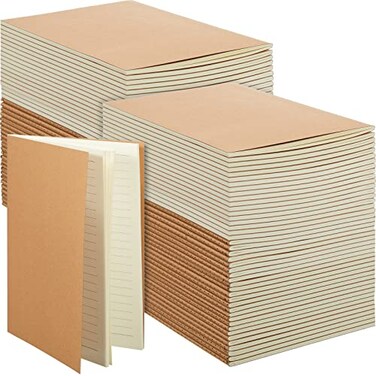Mimorou 100 Pcs Journals Notebooks Bulk Kraft Softcover A5 Small Notebooks 55 Inch x 83 Inch Notepads with 60 Page 30 Sheet for Writing Sketch Travel Office SuppliesBrownLined