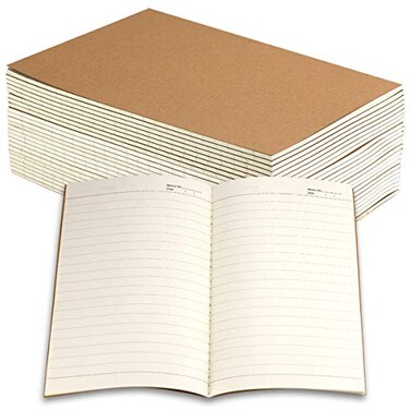Owevvin 24 Pack Journal Notebook with Lined Paper Brown Kraft Cover Writing Diary Subject Notebooks for Travelers School and Office A5 Size 83x55 inch 60 Lined Pages 30 Sheets