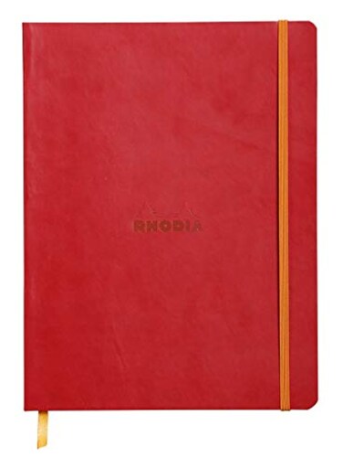 Rhodia Rhodiarama SoftCover Notebook 80 Dots Sheets 9 34 x 7 12 Poppy Cover 117563C