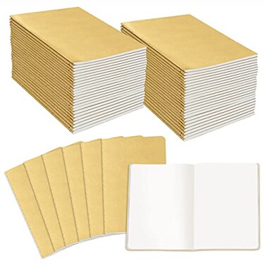 JOYO 48 Pack Unlined Kraft Notebooks Soft Cover Sewn Diary Memo Pad for Travelers Students and Doodlers 48 pages 4 x 57