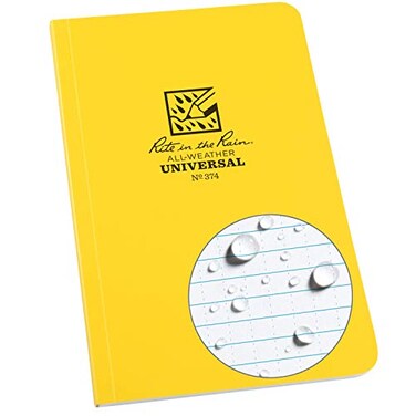 Rite in the Rain Weatherproof Soft Cover Notebook 4625 x 725 Yellow Cover Universal Pattern No 374