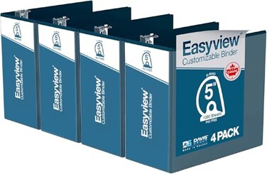 Davis Group Easyview Premium 3Ring Binders with ClearView Covers and D Rings Binders for School or Office 5 Inch Pack of 4 Navy Blue