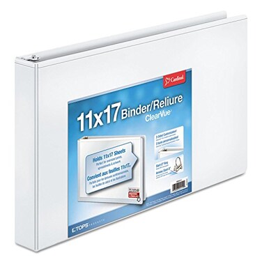 Cardinal 11Inch x 17Inch ClearVue SlantD Ring Binder 15Inch White 22122