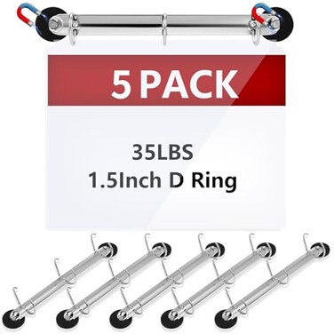 DLUGOPIS 5 Pack 3 Ring Binder Mechanism 15 Inch Hanging Binder Rings for 85 x 11 Inch Sheets Magnetic D Rings