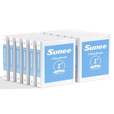 SUNEE 3 Ring Binders 1 Inch 12 Pack Clear View Binders Bulk Three Ring PVCFree Fit 85x11 Inches for School or Office Business Supplies White