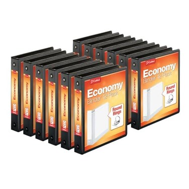 Cardinal Economy 3Ring Binders 15 Round Rings Holds 350 Sheets ClearVue Presentation View NonStick Black Carton of 12 90630