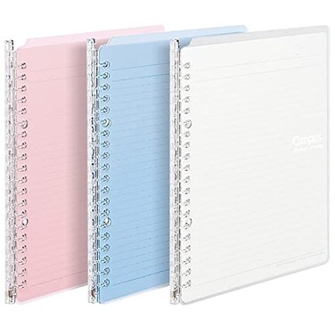Kokuyo Campus Smart Ring Binders 3 Pack A5 Light Colors Binder Notebooks Up to 25 Sheets 20 Holes Slim Binder Folder with 10 Campus Sarasara Looseleaf Paper Each for Study and Journal Japan Import