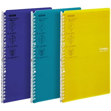Kokuyo Campus Smart Ring Binders 3 Pack B5 Lemon Mix Binder Notebooks Up to 25 Sheets 26 Holes Slim Binder Folder with 10 Campus Sarasara LooseLeaf Paper Each for Study and Journal Japan Import