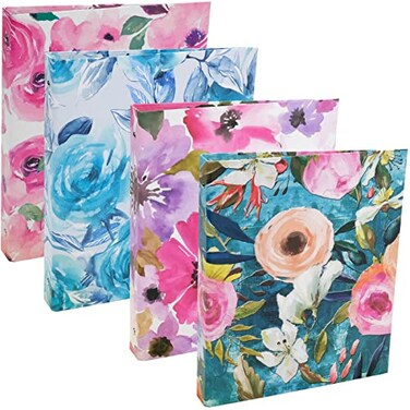 Global Printed Products 4 Pack Decorative Binder 1 Subject Floral Set