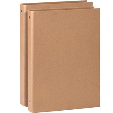 Homakover Natural Recycled Kraft Binder 3Holds Round Ring Binder 2 Pack Durable Binding Hard Cover Protector for Journal Notebook Inserted Sheets Refill Paper Holds 200 Sheets Capacity A4 Size