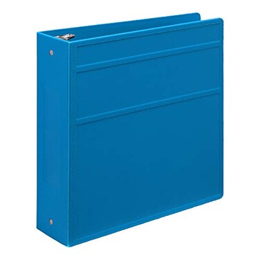 Carstens 3Inch Heavy Duty 3Ring Binder Side Opening Pool Blue Durable Plastic Precision NoGap Rings Waterproof Cover No Pockets Holds 400 US Letter Sheets BPAFree Made in USA 17003R