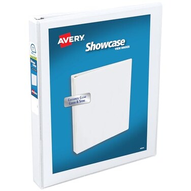 Avery Showcase Standard View 3 Ring Binders 1 Slant Rings 250Sheet Capacity 14 Inch Wide Spine White Binders Ideal for Lightweight Organization and Occasional Referencing 4Pack of 22343