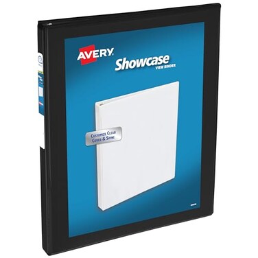 Avery Showcase Standard View 3 Ring Binder 05 Slant Rings 135Sheet Capacity 07 Inch Wide Spine 1 Black Binder Ideal for Lightweight Organization and Occasional Referencing 19550