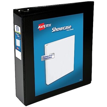 Avery Showcase Standard View 3 Ring Binder 3 Slant Rings 635Sheet Capacity 35 Inch Wide Spine 1 Black Binder Ideal for Lightweight Organization and Occasional Referencing 19750