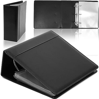 Stockroom Plus Playbill Binder 10 x 95 in 4Inch Spine 3Ring Black Leatherette Cover Folder with 30 Plastic Sleeves 2 Pockets Per Sleeve