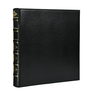 LETVPVOW Vintage Hardback 3 Ring Binder 1 Inch Professional Leather Binder 3 Ring Three Ring Binders Fits 85 x 11 D Ring Binders for Photo Album Home School and Office Supplies Black