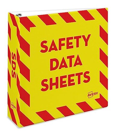 Avery HeavyDuty Industrial SDS Binder 3 OneTouch Rings YellowRed Border 18952
